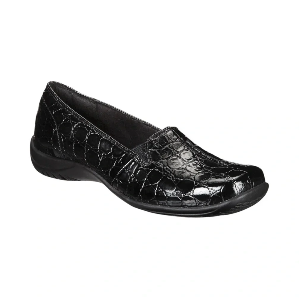 Easy Street Purpose Flats Black Patent Croco
